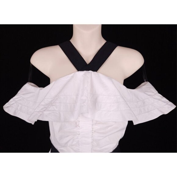 Derek Lam 10 Crosby Off The Shoulder Halter Dress 0 XS White Poplin $495US - Picture 5 of 11